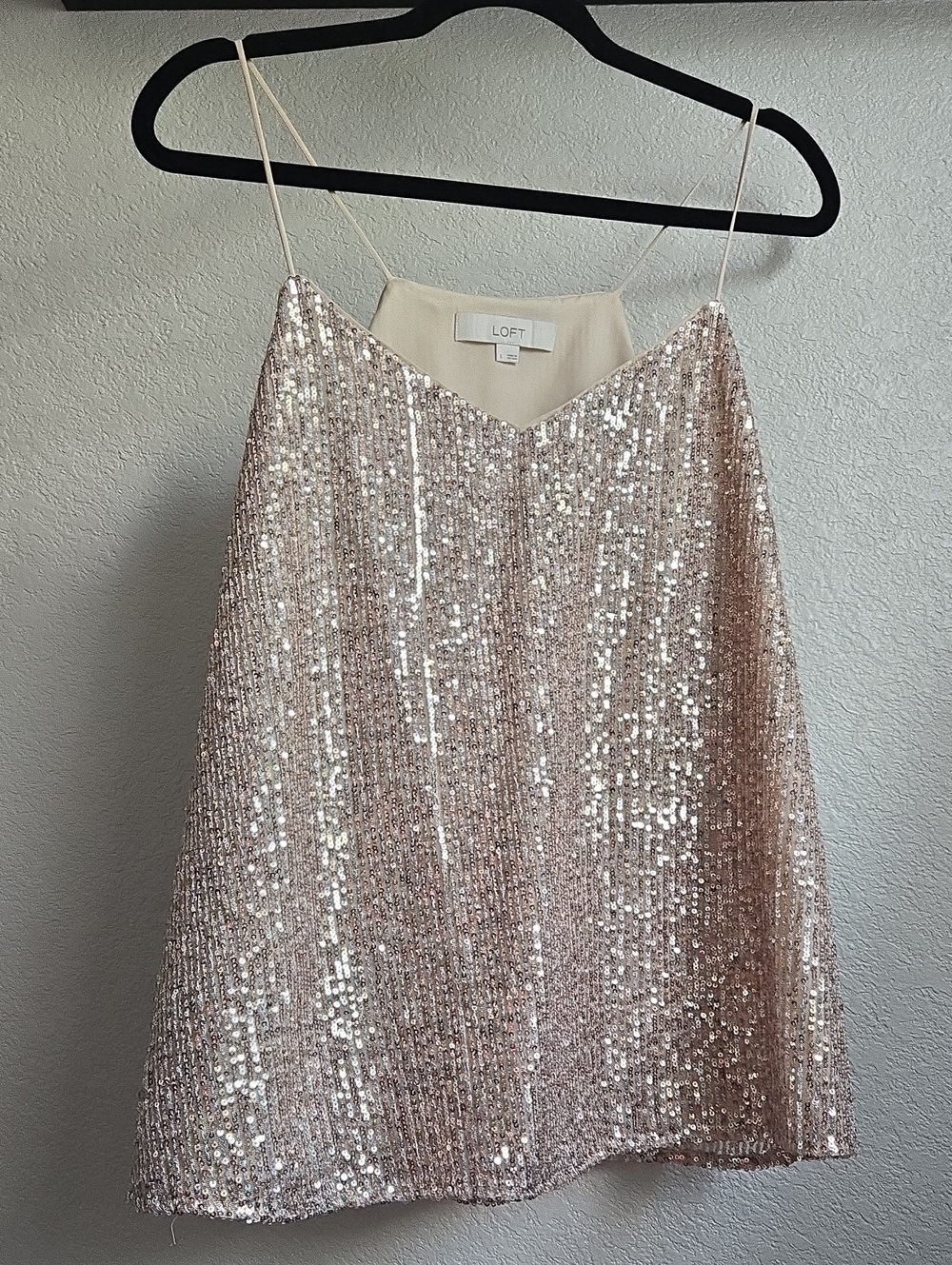 LOFT Rose Gold Sequin A-Line Skirt